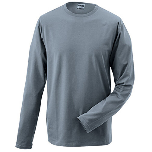 Elastic-T Long-Sleeved , James Nicholson, mid-grau, 95% Baumwolle, gekämmt, ringgesponnen, 5% Elasthan, L, , Bild 1