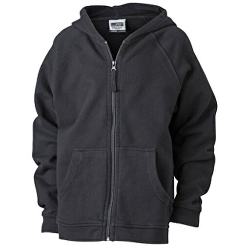 Hooded Jacket Junior , James Nicholson, schwarz, 100% Baumwolle, gekämmt, ringgesponnen, L (134/140), , Bild 1