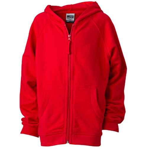 Hooded Jacket Junior , James Nicholson, rot, 100% Baumwolle, gekämmt, ringgesponnen, M (122/128), , Bild 1