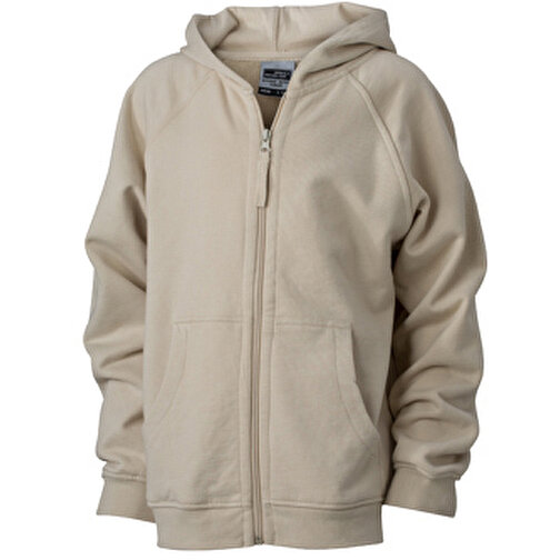 Hooded Jacket Junior , James Nicholson, stone, 100% Baumwolle, gekämmt, ringgesponnen, XL (146/152), , Bild 1