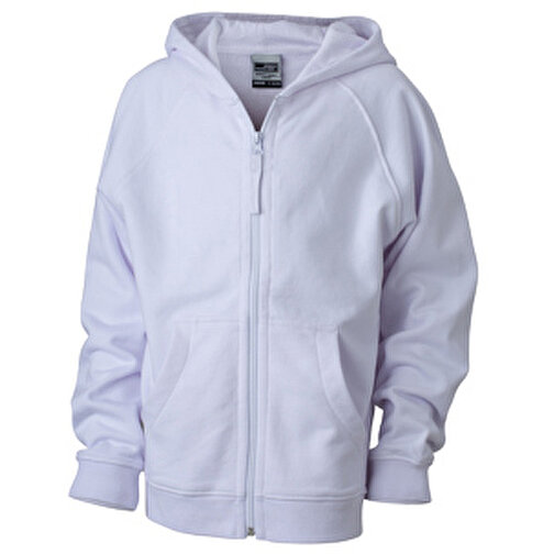 Hooded Jacket Junior , James Nicholson, weiß, 100% Baumwolle, gekämmt, ringgesponnen, XS (98/104), , Bild 1
