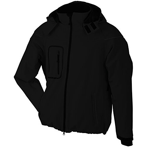 Men’s Winter Softshell Jacket , James Nicholson, schwarz, 100% Polyester, XXL, , Bild 1