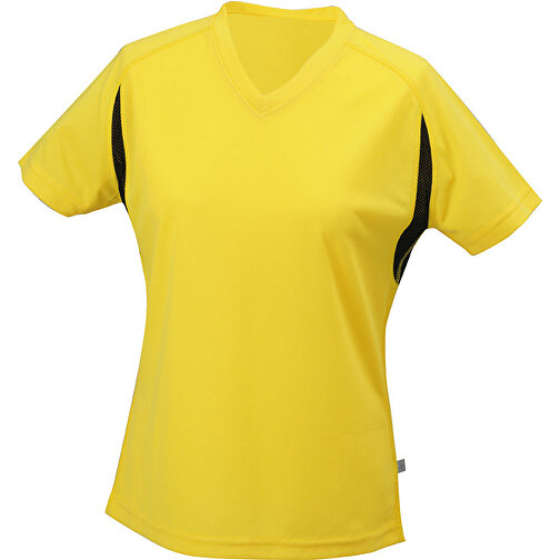 Ladies’ Running-T , James Nicholson, gelb/schwarz, 100% Polyester, M, , Bild 1