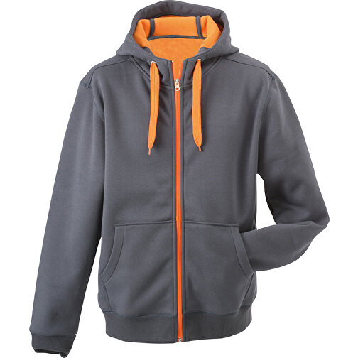 Ladies’ Doubleface Jacket , James Nicholson, carbon/orange, 55% Polyester, 45% Baumwolle, L, , Bild 1