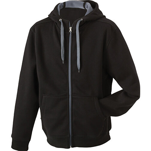 Men’s Doubleface Jacket , James Nicholson, schwarz/carbon, 55% Polyester, 45% Baumwolle, XL, , Bild 1