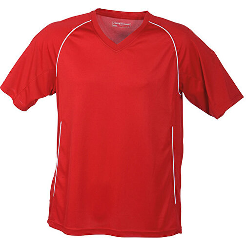 Team Shirt , James Nicholson, rot/weiß, 100% Polyester, S, , Bild 1