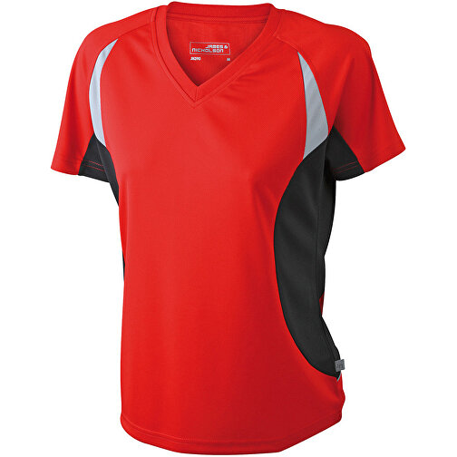 Ladies’ Running-T , James Nicholson, rot/schwarz, 100% Polyester, XXL, , Bild 1