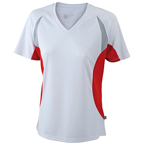 Ladies’ Running-T , James Nicholson, weiß/rot, 100% Polyester, S, , Bild 1
