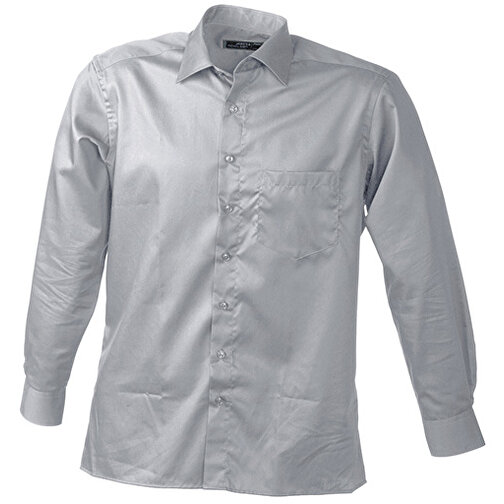 Men’s Business Shirt Long-Sleeved , James Nicholson, light-grau, 100% Baumwolle, S, , Bild 1