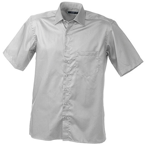 Men’s Business Shirt Short-Sleeved , James Nicholson, light-grau, 100% Baumwolle, XL, , Bild 1