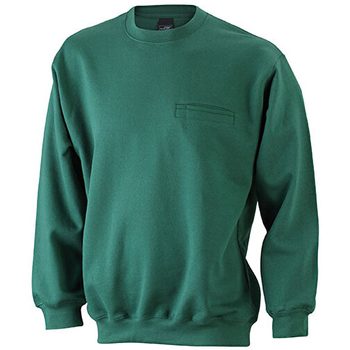 Men’s Round Sweat Pocket , James Nicholson, dark-grün, 80% Baumwolle, ringgesponnen, 20% Polyester, 3XL, , Bild 1