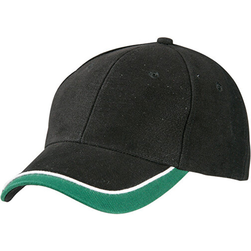 Half-Pipe Sandwich Cap , Myrtle Beach, schwarz/weiss/dark-grün, 100% Baumwolle, one size, , Bild 1