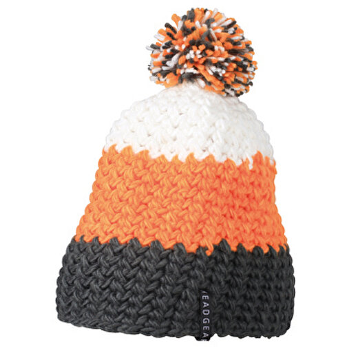 Crocheted Cap With Pompon , Myrtle Beach, carbon/orange/weiß, 100% Polyacryl, one size, , Bild 1