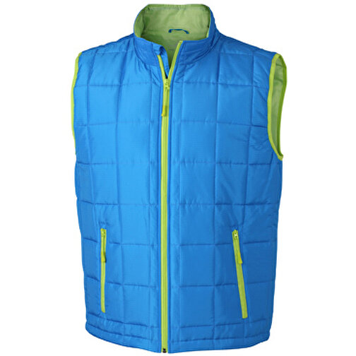 Men’s Padded Light Weight Vest , James Nicholson, aqua/lime-grün, 100% Polyester, M, , Bild 1
