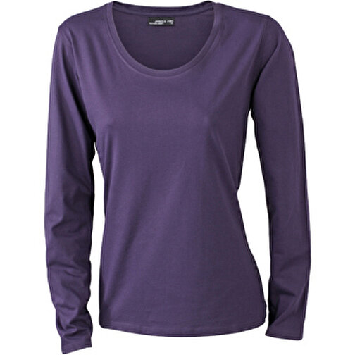 Ladies’ Shirt Long-Sleeved Medium , James Nicholson, aubergine, 100% Baumwolle, ringgesponnen, S, , Bild 1