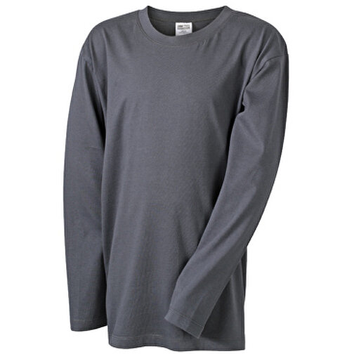 Junior Shirt Long-Sleeved Medium , James Nicholson, graphite, 100% Baumwolle, ringgesponnen, S (110/116), , Bild 1