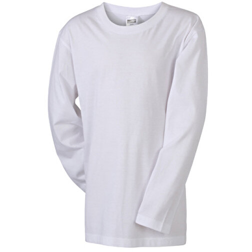 Junior Shirt Long-Sleeved Medium , James Nicholson, weiß, 100% Baumwolle, ringgesponnen, S (110/116), , Bild 1
