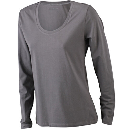 Ladies’ Stretch Shirt Long-Sleeved , James Nicholson, charcoal, 95% Baumwolle, gekämmt, ringgesponnen, 5% Elasthan, S, , Bild 1