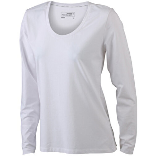 Ladies’ Stretch Shirt Long-Sleeved , James Nicholson, weiß, 95% Baumwolle, gekämmt, ringgesponnen, 5% Elasthan, L, , Bild 1