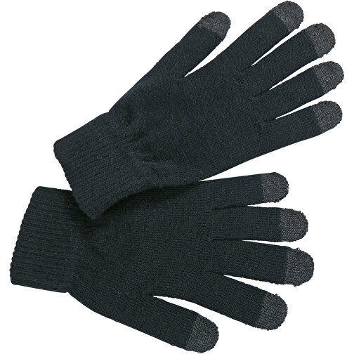 Touch-Screen Knitted Gloves , Myrtle Beach, schwarz, 80% Polyacryl, 14% Polyester, 5% Elasthan, 1% Metallfasern, S/M, , Bild 1