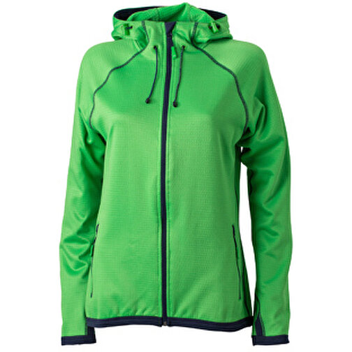 Ladies’ Hooded Fleece , James Nicholson, grün/navy, 92% Polyester, 8% Elasthan, S, , Bild 1