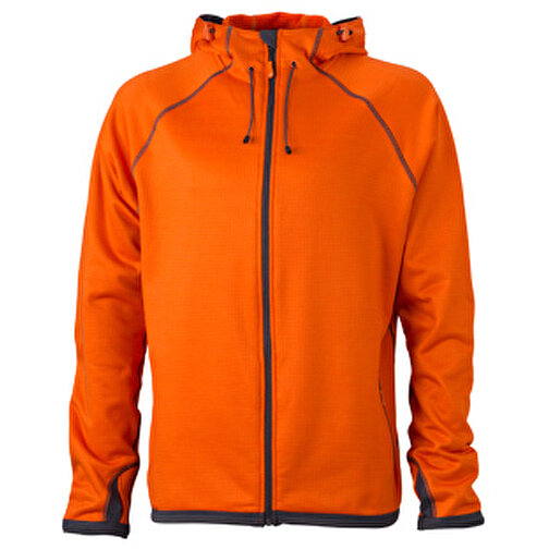 Men’s Hooded Fleece , James Nicholson, dark-orange/carbon, 92% Polyester, 8% Elasthan, XXL, , Bild 1