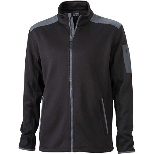 Men’s Knitted Fleece Jacket , James Nicholson, schwarz/carbon, 100% Polyester, L, , Bild 1