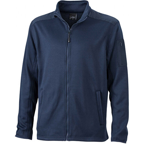 Men’s Knitted Fleece Jacket , James Nicholson, navy/navy, 100% Polyester, L, , Bild 1