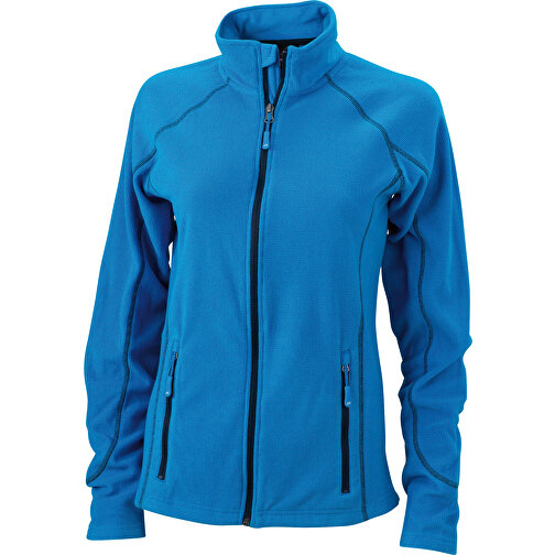 Ladies’ Structure Fleece Jacket , James Nicholson, aqua/navy, 100% Polyester, XL, , Bild 1