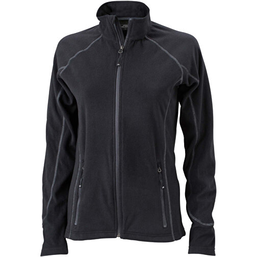 Ladies’ Structure Fleece Jacket , James Nicholson, schwarz/carbon, 100% Polyester, L, , Bild 1