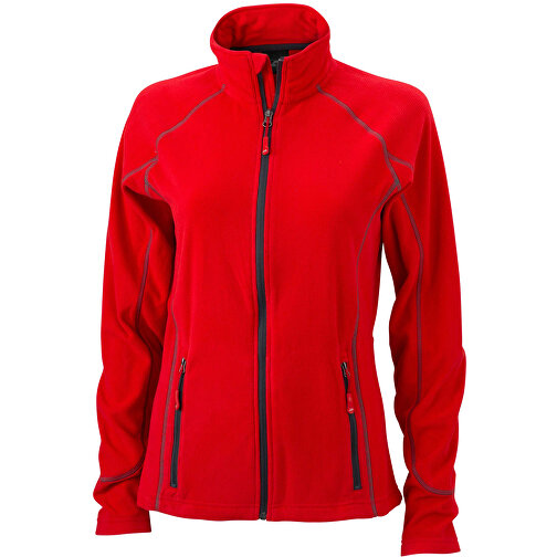 Ladies’ Structure Fleece Jacket , James Nicholson, rot/carbon, 100% Polyester, XL, , Bild 1