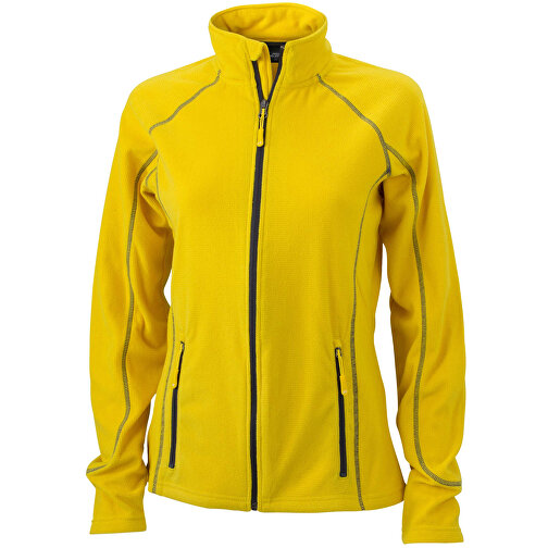Ladies’ Structure Fleece Jacket , James Nicholson, gelb/carbon, 100% Polyester, M, , Bild 1