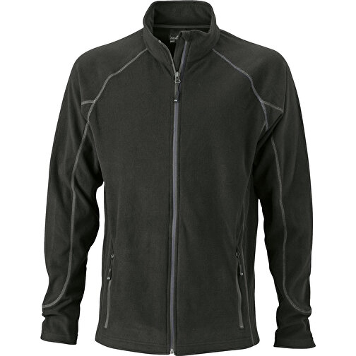 Men’s Structure Fleece Jacket , James Nicholson, schwarz/carbon, 100% Polyester, S, , Bild 1