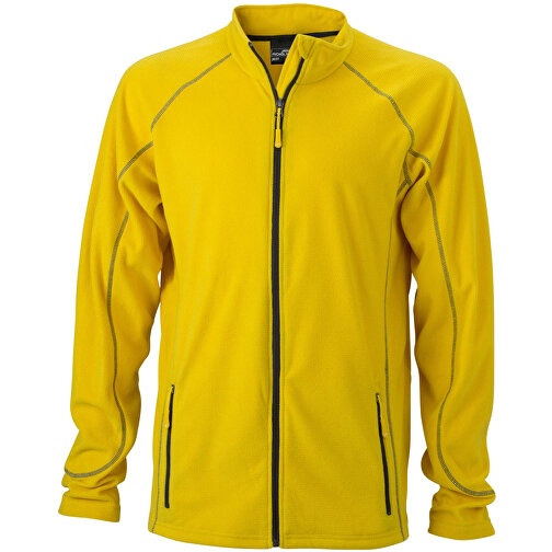Men’s Structure Fleece Jacket , James Nicholson, gelb/carbon, 100% Polyester, S, , Bild 1