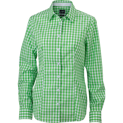 Ladies’ Checked Blouse , James Nicholson, grün/weiß, 100% Baumwolle, XL, , Bild 1
