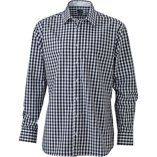 Men’s Checked Shirt , James Nicholson, schwarz/weiss, 100% Baumwolle, XXL, , Bild 1