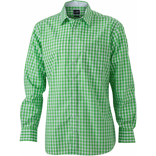 Men’s Checked Shirt , James Nicholson, grün/weiß, 100% Baumwolle, S, , Bild 1