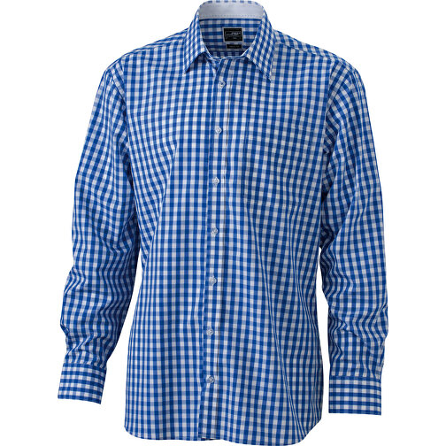 Men’s Checked Shirt , James Nicholson, royal/weiß, 100% Baumwolle, XL, , Bild 1