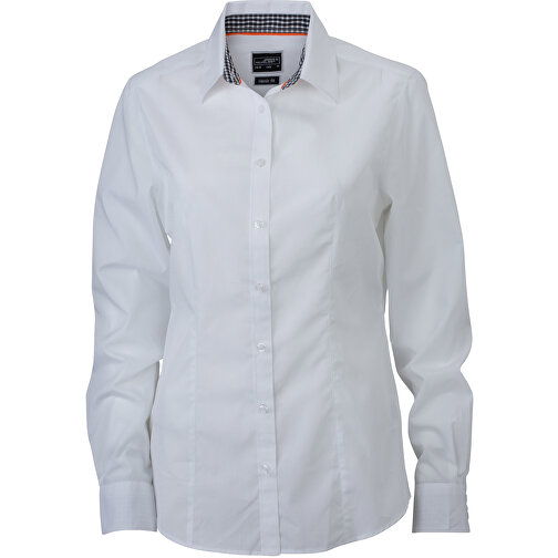 Ladies’ Plain Shirt , James Nicholson, weiß/schwarz-weiß, 100% Baumwolle, S, , Bild 1