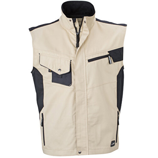 Workwear Vest , James Nicholson, stone/schwarz, 100% Polyamid CORDURA ®, 3XL, , Bild 1