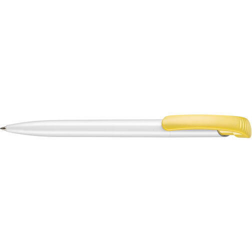 Kugelschreiber CLEAR SHINY , Ritter-Pen, zitronen-gelb/weiss, ABS-Kunststoff, 14,80cm (Länge), Bild 3