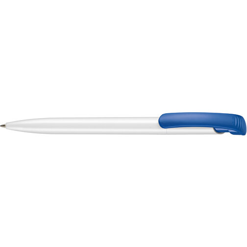 Kugelschreiber CLEAR SHINY , Ritter-Pen, azurblau/weiss, ABS-Kunststoff, 14,80cm (Länge), Bild 3