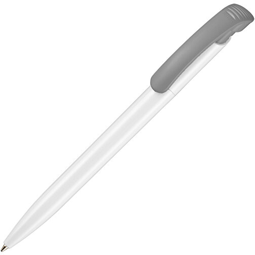 Kugelschreiber CLEAR SHINY , Ritter-Pen, steingrau/weiß, ABS-Kunststoff, 14,80cm (Länge), Bild 2