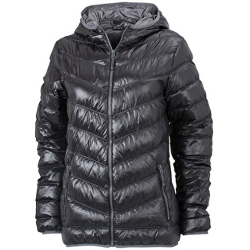 Ladies’ Down Jacket , James Nicholson, schwarz/grau, 90% Daunen, 10% Federn, XL, , Bild 1
