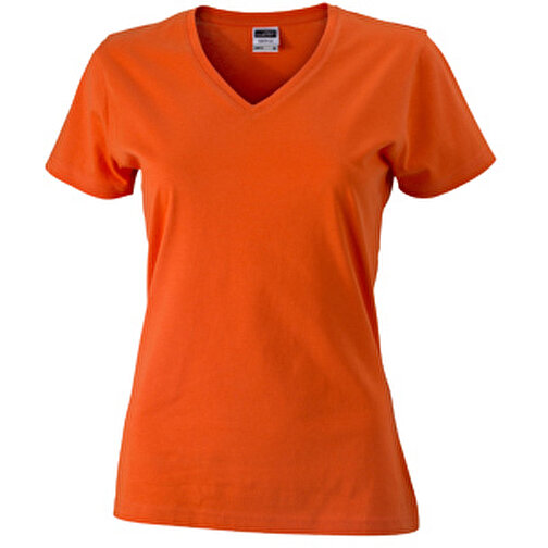 Ladies’ Slim Fit V-T , James Nicholson, dark-orange, 100% Baumwolle, gekämmt, M, , Bild 1