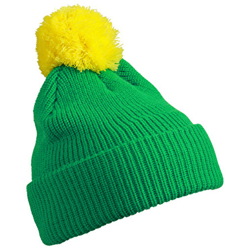 Pompon Hat With Brim , Myrtle Beach, fern-grün/gelb, 100% Polyacryl, one size, , Bild 1