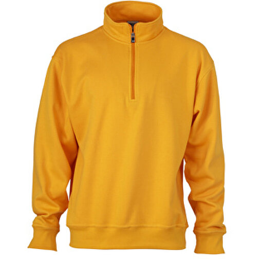 Workwear Half Zip Sweat , James Nicholson, gold-gelb, 70% Baumwolle, gekämmt, 30% Polyester, S, , Bild 1