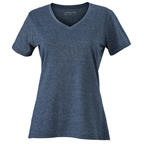 Ladies’ Heather T-Shirt , James Nicholson, blau-melange, 65% Polyester, 35% Baumwolle, XL, , Bild 1