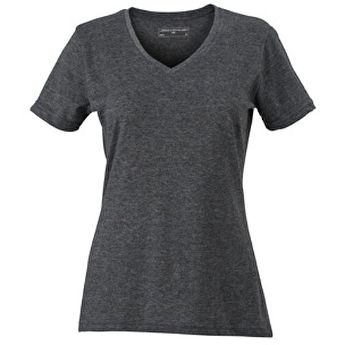 Ladies’ Heather T-Shirt , James Nicholson, schwarz-melange, 65% Polyester, 35% Baumwolle, L, , Bild 1