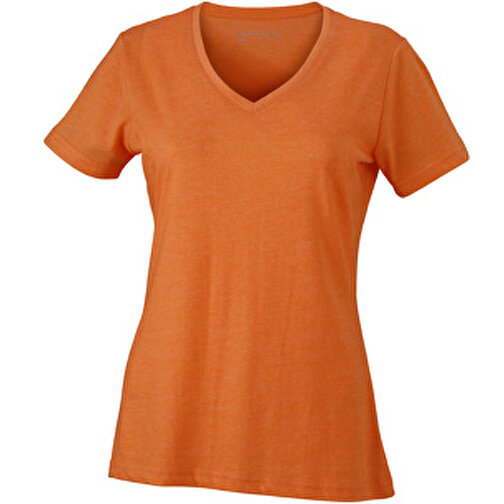 Ladies’ Heather T-Shirt , James Nicholson, orange-melange, 65% Polyester, 35% Baumwolle, L, , Bild 1